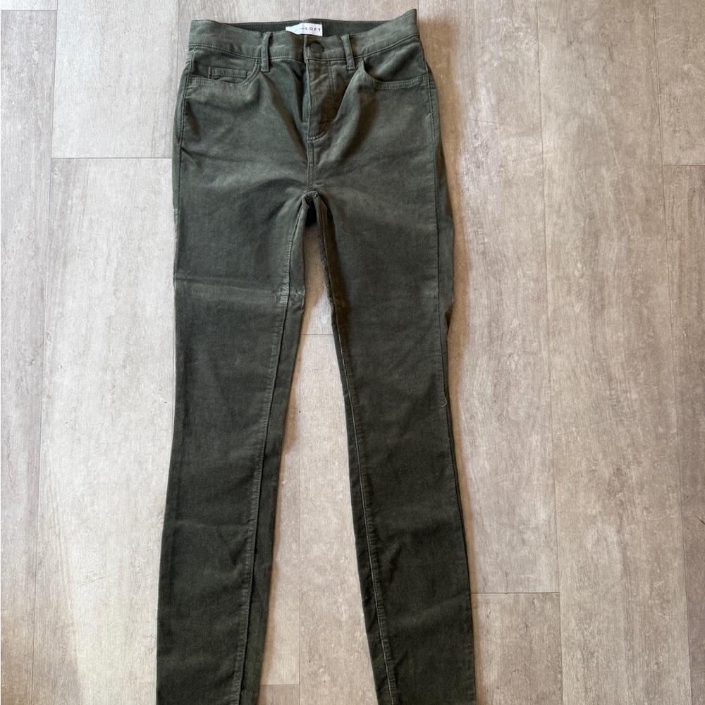 Anne Taylor Loft high waisted olive green corduroy pants